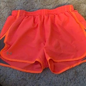Under armour pink and grey athletic shorts